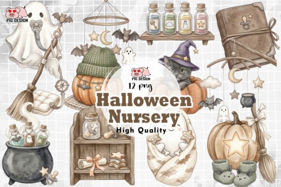 Download Watercolor Halloween Nursery Elements - Color Collection
