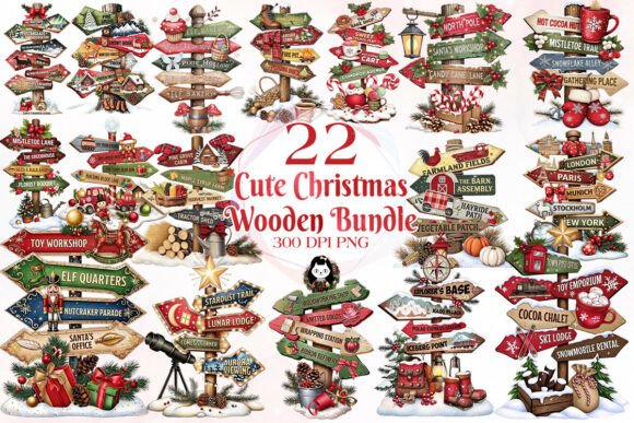 Download Whimsical Christmas Signpost Clipart - Clipart Collection