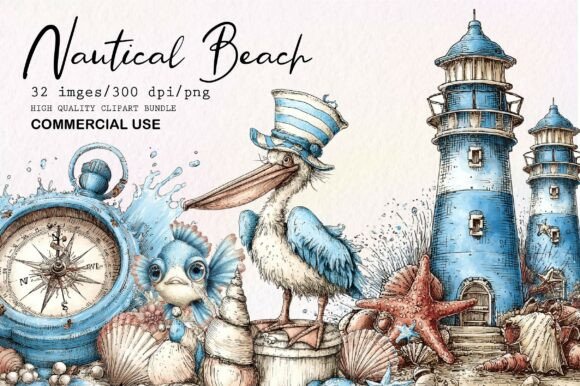 Download Whimsical Nautical Bech PNG Clipart Set - Clipart Collection