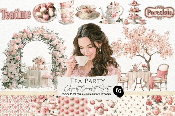 Download Tea Party Watercolor Clipart Set - Clipart Collection