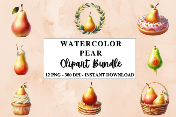 Download Watercolor Pear Clipart Bundle - Clipart Collection
