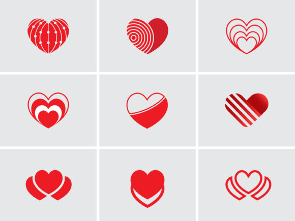 Download Set of Different Trendy Shapes of Heart - Shape Collection