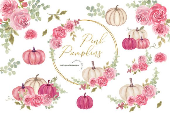Download Pink White Pumpkin Eucalyptus Clipart - Clipart Collection