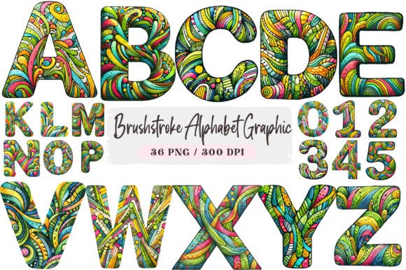 Download Brushstroke Alphabet Graphic Clipart - Clipart Collection
