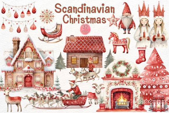 Download Scandinavian Christmas Watercolor PNG - Color Collection