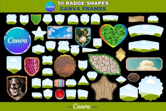 Download Dynamic Duo: 50 Badge Shapes Canva Frame - Shape Collection