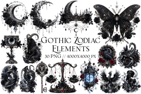 Download Gothic Zodiac Elements Clipart PNG - Clipart Collection