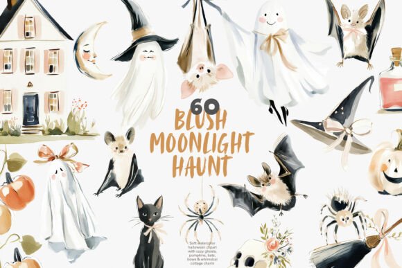 Download Soft Blush Halloween Clipart Bundle - Clipart Collection