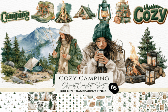 Download Cozy Camping Watercolor Clipart Set - Clipart Collection