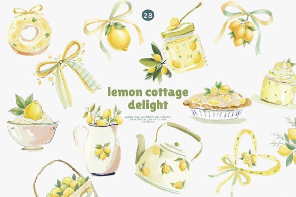 Download Lemon Watercolor Clipart Set - Clipart Collection