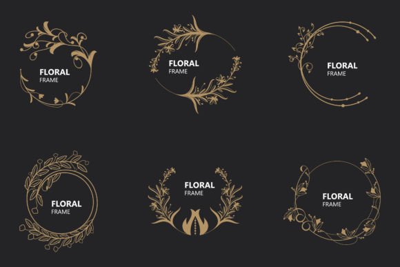 Download Floral Frame Round Shape Emblem Logotype - Shape Collection