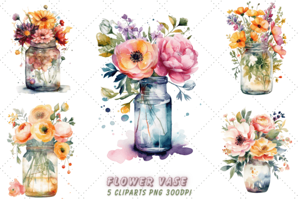 Download Watercolor Flower Vase Clipart - Clipart Collection
