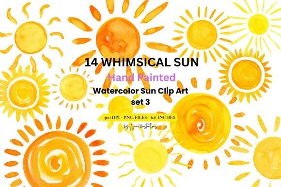 Download Sun Watercolor Fun Clip Art Hand Painted - Color Collection