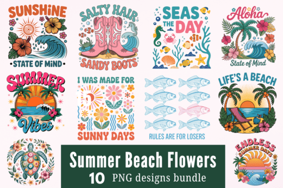 Download Summer Beach Flowers Sublimation Designs - Sublimation design Collection