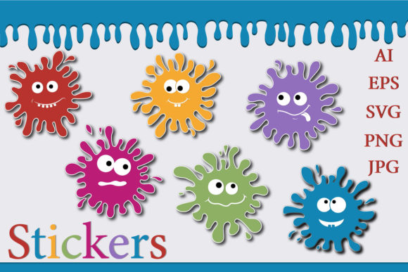Download Stickers and Clip Art Color Blots Monste - Color Collection