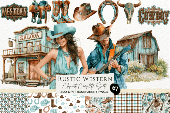 Download Rustic Western Watercolor Clipart Set - Clipart Collection