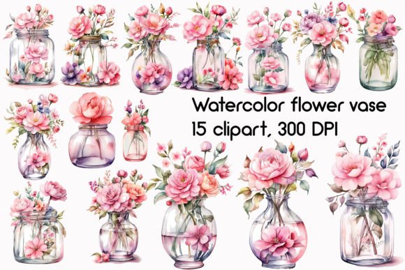 Download Watercolor Flower Vase Clipart Bundle - Clipart Collection