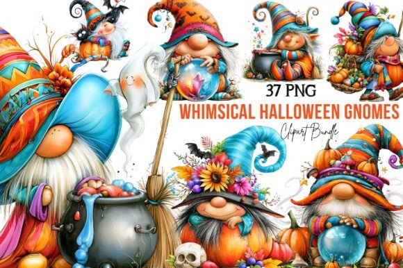 Download Whimsical Halloween Gnomes Clipart Set - Clipart Collection