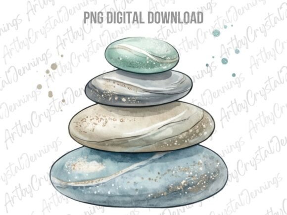 Download Watercolor Zen Stones PNG - Premium Bundle