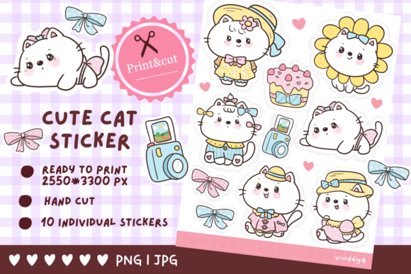 Download Cat Sticker Coquette Kawaii Cliparts - Clipart Collection