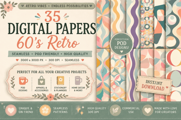 Download 60s Boho Retro Seamless Patterns - Premium Resources