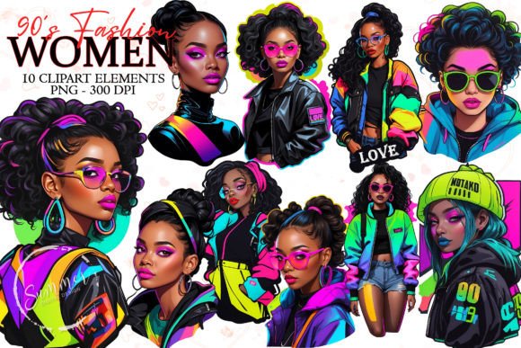 Download Girl Neon 90s Fashion Stickers Clipart - Clipart Collection