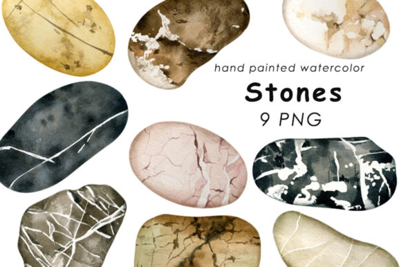 Download Stones Watercolor Clipart PNG - Premium Bundle