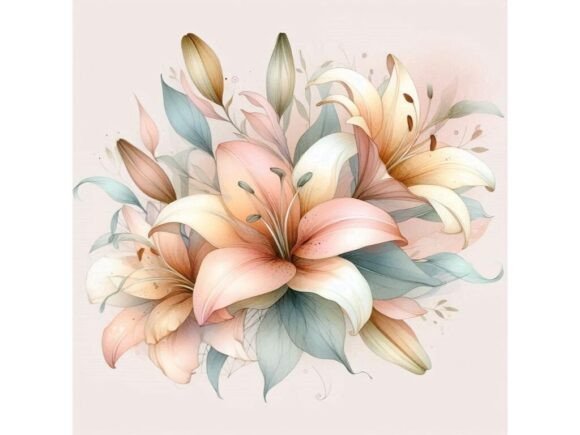 Download 🌸 Abstract Watercolor Lilies in Subtle - Color Collection
