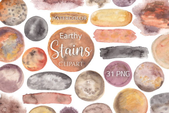 Download Earthy Watercolor Stains - Color Collection