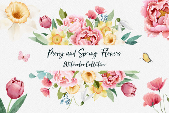 Download Watercolor Peony and Spring Flowers - Color Collection