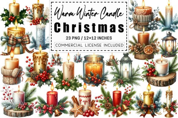 Download Warm Winter Candle Christmas Clipart. - Clipart Collection