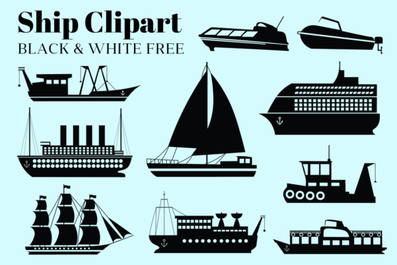 Download Ship Clipart Black &amp; White Free - Clipart Collection