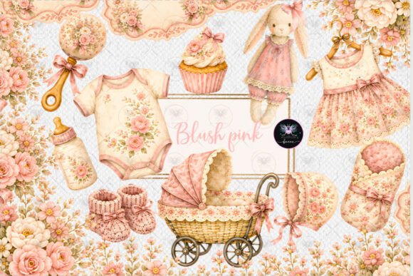 Download Blush Pink Floral Baby Clipart - Clipart Collection