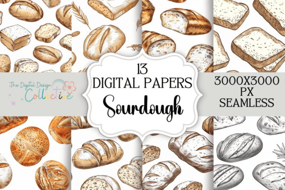 Download Seamless Watercolor Sourdough Bread - Color Collection