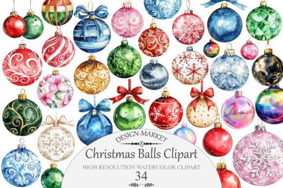 Download Watercolor Christmas Balls Clipart - Clipart Collection