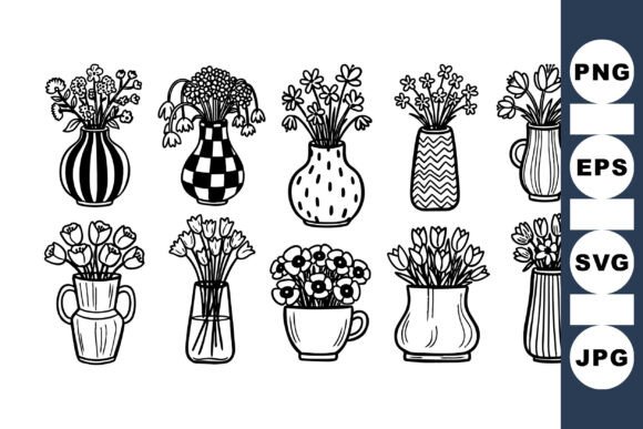 Download Vintage Flower Vase Clipart Set - Clipart Collection