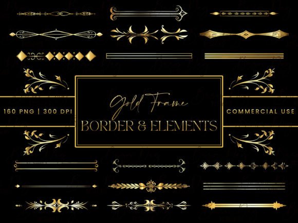Download Gold Frame Border and Elements Clipart - Clipart Collection