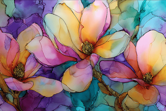 Download Magnolia Watercolor Floral Abstract Art - Color Collection
