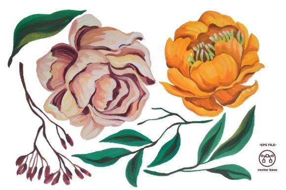 Download Watercolor Flower Elements - Color Collection