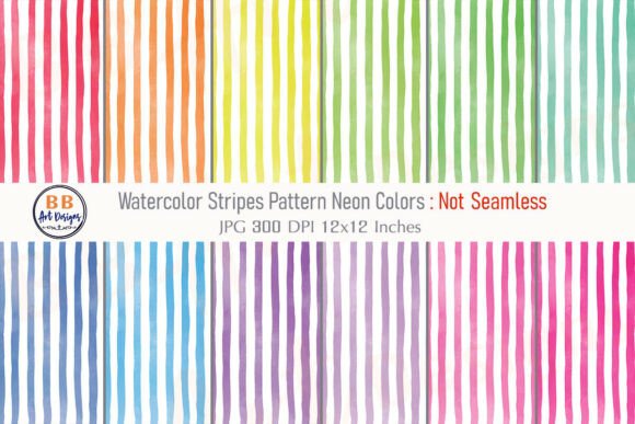 Download Neon Watercolor Stripes Pattern Paper - Color Collection