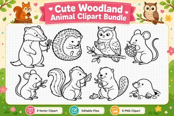 Download Cute Woodland Animal Digital Clipart - Clipart Collection
