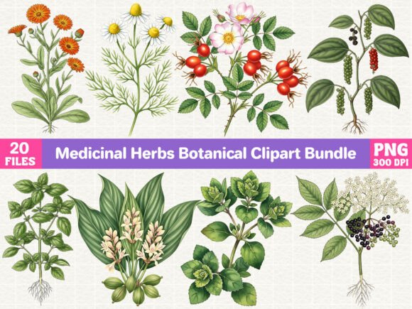 Download Medicinal Herbs Botanical Clipart Bundle - Clipart Collection