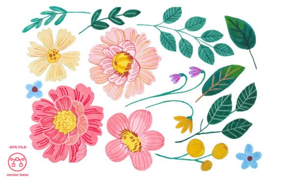 Download Watercolor Flower Elements - Color Collection