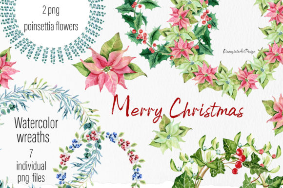 Download Merry Christmas Watercolor Wreath - Color Collection