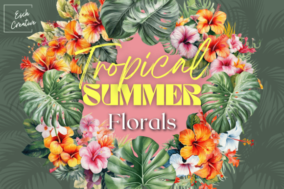Download Tropical Summer Flower Watercolor Bundle - Color Collection