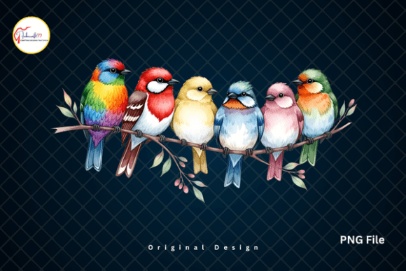 Download Colorful Spring Birds on a Branch PNG - Color Collection
