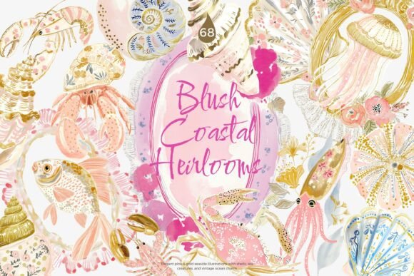 Download Blush Gold Coastal Clipart Set - Clipart Collection